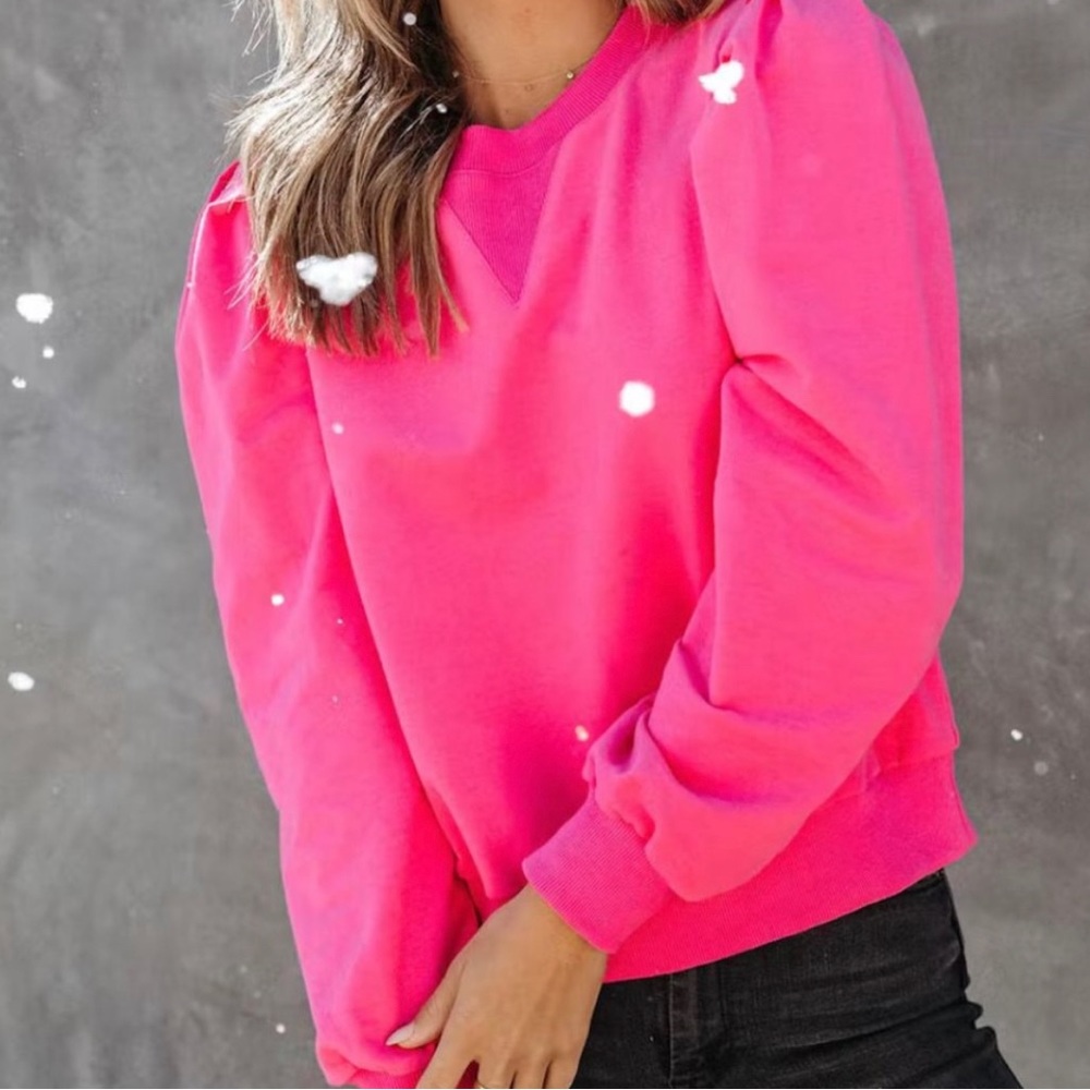 Sugar lips pink puff sleeve sweater NWT. Women’s medium
